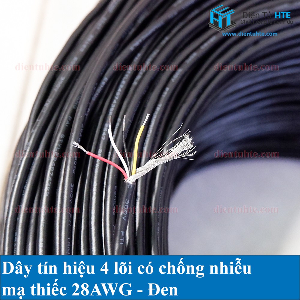 Combo 5 mét Dây tín hiệu 4 lõi có bọc chống nhiễu 28AWG