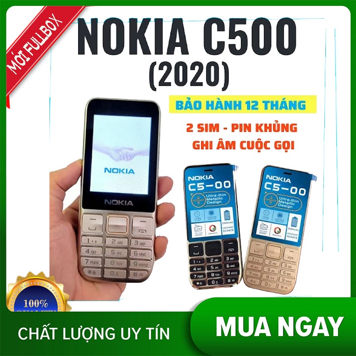 Điện thoại 2 sim Nokia c5 00  loa to pin khủng 2 sim -Điện thoại hợp cho người già- bảo hành 12 tháng