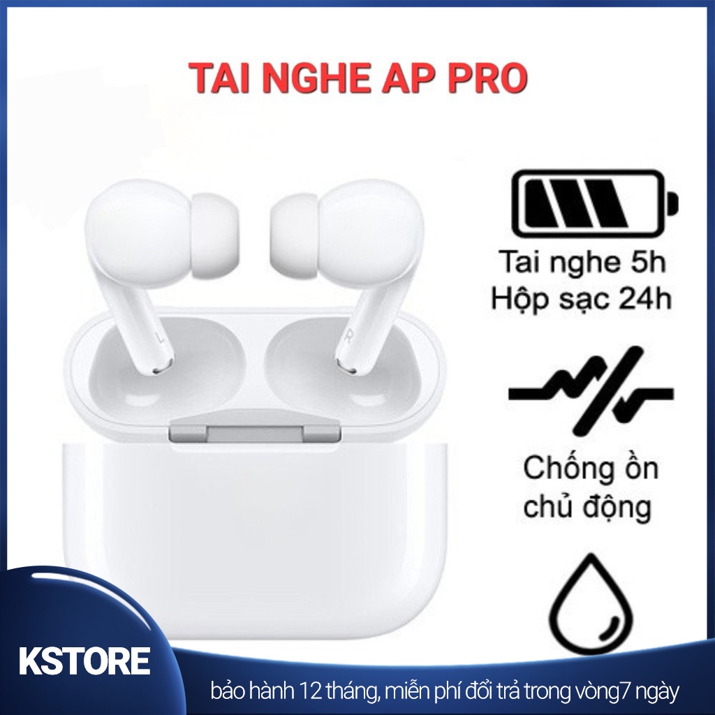 Tai Nghe Bluetooth AP Pro TWS Không Dây Chuẩn 5.0 Định Vị, Đổi Tên, Âm Thanh Vòm Cao Cấp
