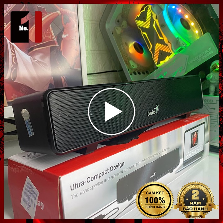 Loa Thanh Soundbar Máy Tính Để Bàn GENIUS 100 Loa Vi Tính Laptop Mini Âm Thanh Hay Bass Lớn Có Dây
