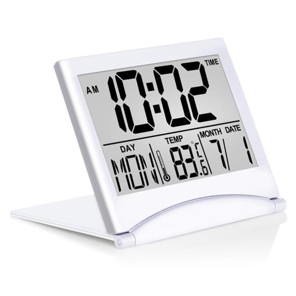 Đồng hồ báo thức kỹ thuật số màn hình LCD có thể gập lại hiển thị lịch/ nhiệt độ để bàn 2.10