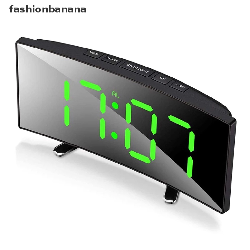 Đồng hồ báo thức kỹ thuật số 7 inch có đèn LED dạng cong để bàn