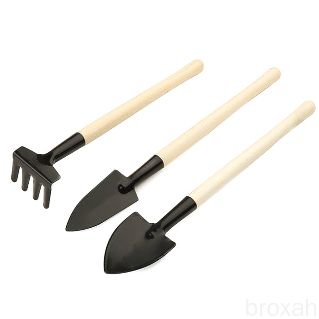 Set 3 dụng cụ làm vườn tay cầm bằng gỗ đa năng tiện dụng