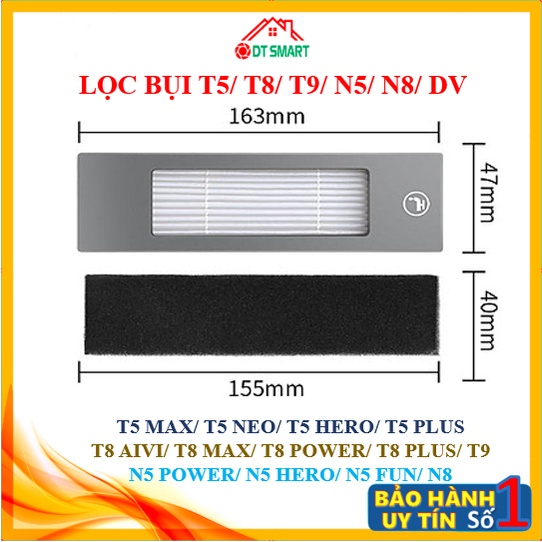Phụ kiện Lọc bụi robot hút bụi Ecovacs deebot T5,  N5 , N8 , T8 , T9 , OZMO950 , 0ZMO 920