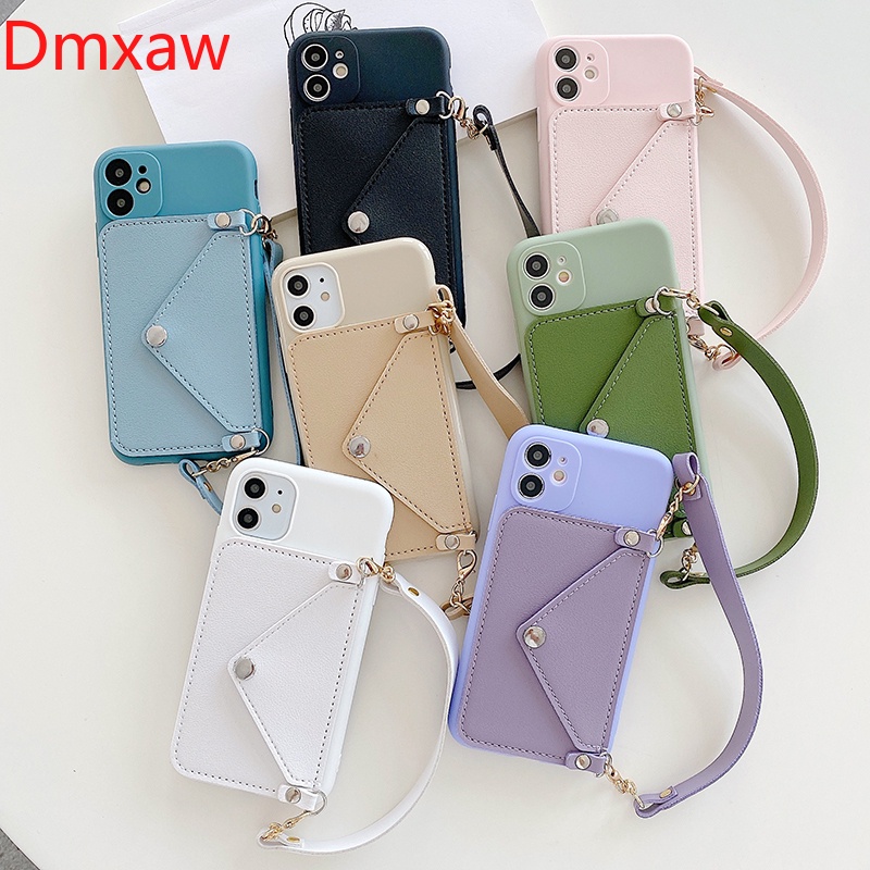 Bao Da Điện Thoại Dạng Ví Có Dây Đeo Chéo Và Ngăn Đựng Thẻ Cho Samsung Galaxy A7 J8 2018 S10 Plus S10E S9 Plus