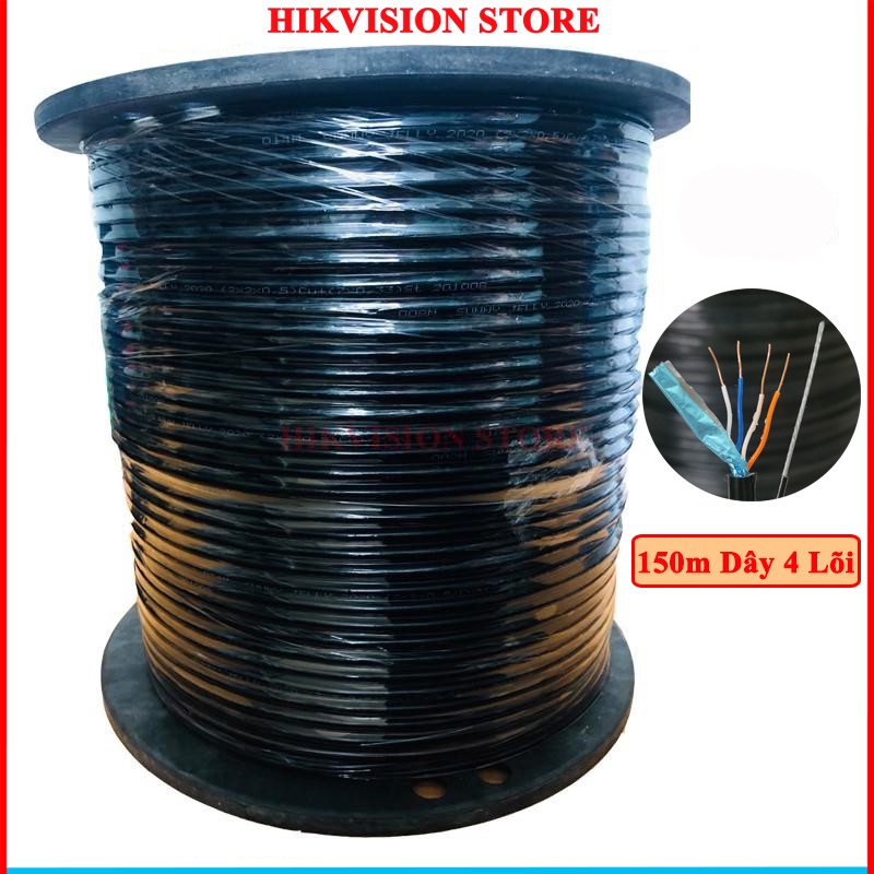 Dây mạng 4 lõi đồng nguyên chất 100% kèm cáp chịu lực chắc chắn có bọc bạc, dầu chống ẩm bấm sẵn 2 đầu