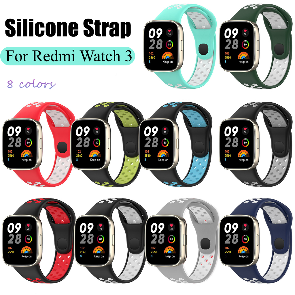 Dây Đeo Silicon Hai Màu Thoáng Khí Thay Thế Cho Đồng Hồ Thông Minh Xiaomi Redmi Watch 3 Redmi Watch3 Active Lite