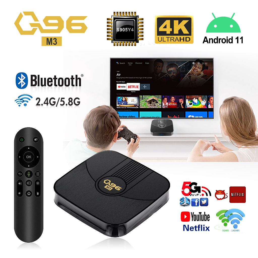 Hộp android thông minh q96m3 4k hd tv box android 11 tv box 5g wifi bluetooth 4.1 hộp tv thông minh atv