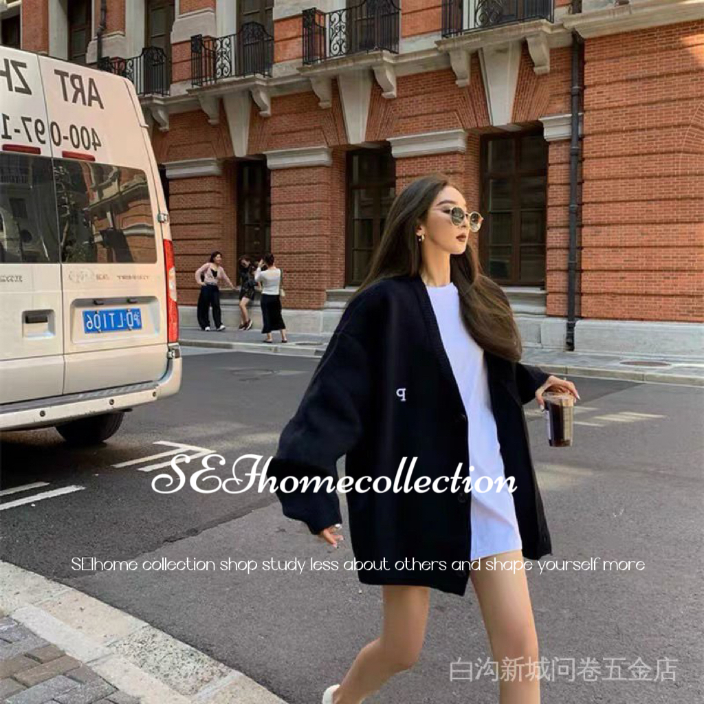 Áo Khoác Cardigan Len Dệt Kim Tay Dài Dáng Rộng Phong Cách Xuân Thu Hàn Quốc Dành Cho Nữ