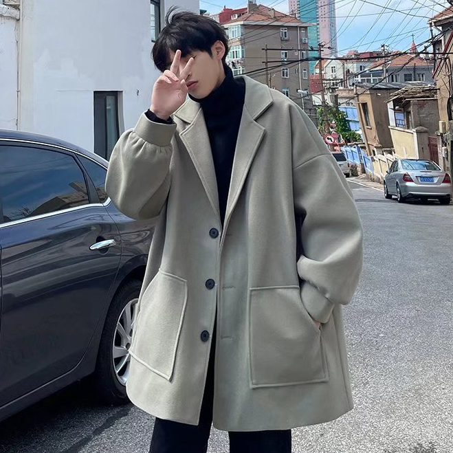 Áo khoác măng len bigsize nút bấm túi lớn thời trang phong cách hàn quốc áo khoác dạ blazer đẹp qua đầu gối giản áo khoác unisex nỉ