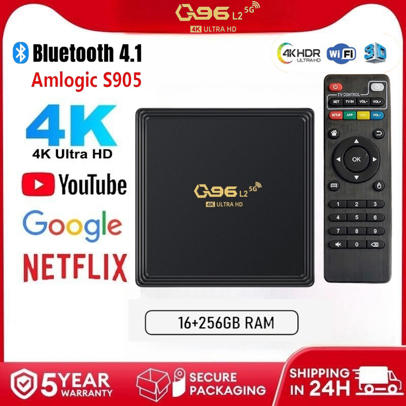 Hộp tv box q96 l2 android 2.4g / 5g wifi8gb + 128gb 4k Kết Nối bluetooth 4.0 android s905 Và Phụ Kiện