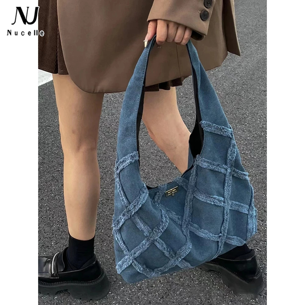 NUCELLE Túi Xách Vải Denim Cao Cấp Thời Trang Đường Phố Hong Kong