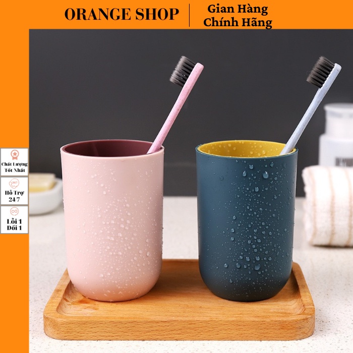 Cốc uống nước cốc đánh răng nhựa PP cao cấp 2 lớp an toàn dung tích 350ml Cốc đựng bàn chải kem đánh răng Orange Shop