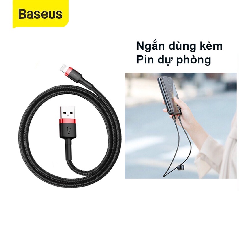 Cáp ngắn Baseus 50Cm Usb to Lighting sạc 12W cho IP dùng kèm Pin dự phòng - Mã Cafule 0.5M