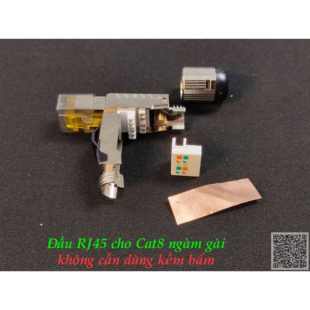 - Đầu bấm / hạt mạng RJ45 không dùng Tool cho cáp FTP  Cat8 / Cat7 / Cat6A