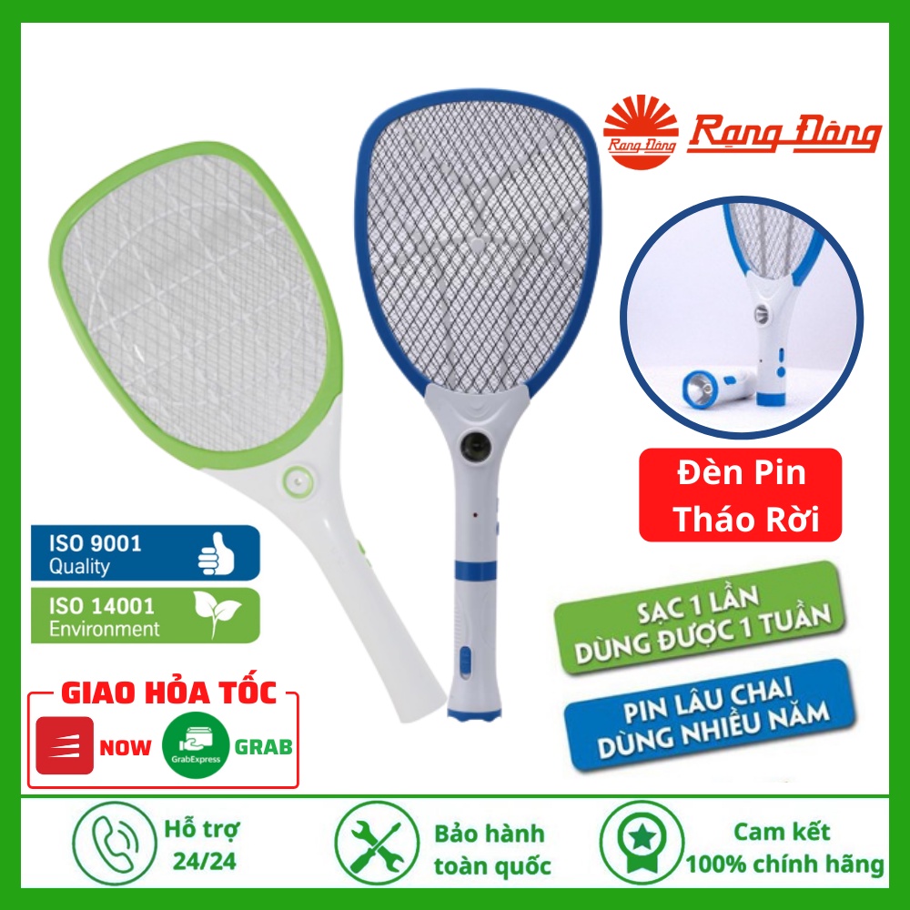 Vợt Muỗi Rạng Đông - Vợt Bắt Muỗi Rạng Đông 2 trong 1 Kèm Đèn Pin Có Thể Tháo Rời, Pin Khủng,Chất Liệu Siêu Bền
