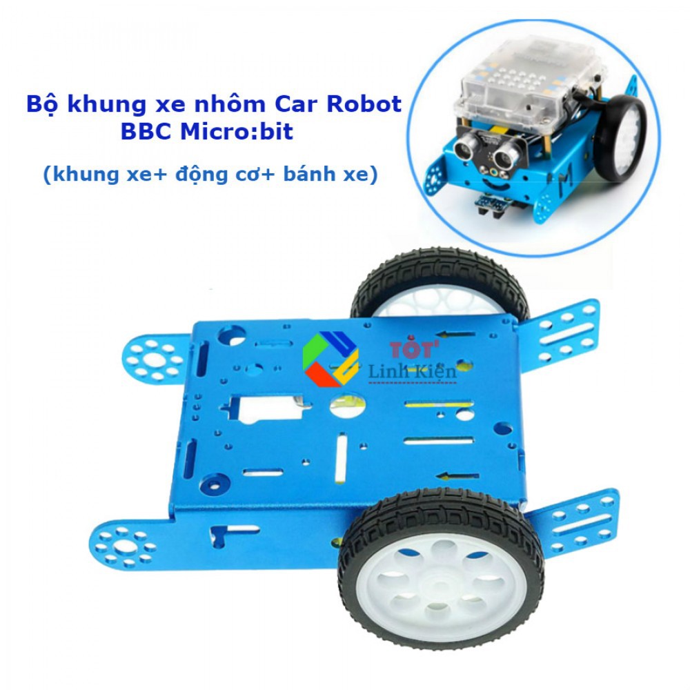 Bộ Khung Xe Nhôm Car Robot BBC Micro:bit - Smart Car Robot 2wd DIY Microbit - Đồ chơi STEM lập trình robot