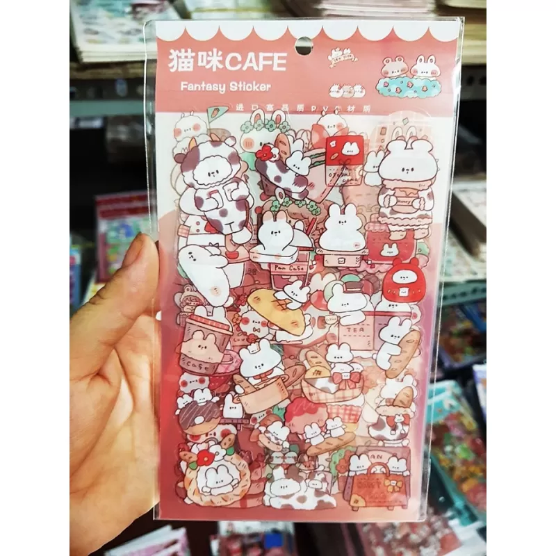 Sét 6 Tấm Sticker dán Trong Thỏ Dễ Thương