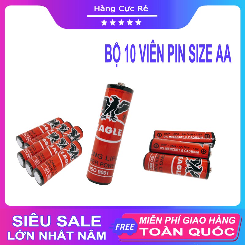 Bộ 10 viên pin AA  1.5V - Pin tiểu con ó Pinaco màu đỏ - Dùng cho máy ảnh, remote tivi, máy tính - Shop Hàng Cực Rẻ
