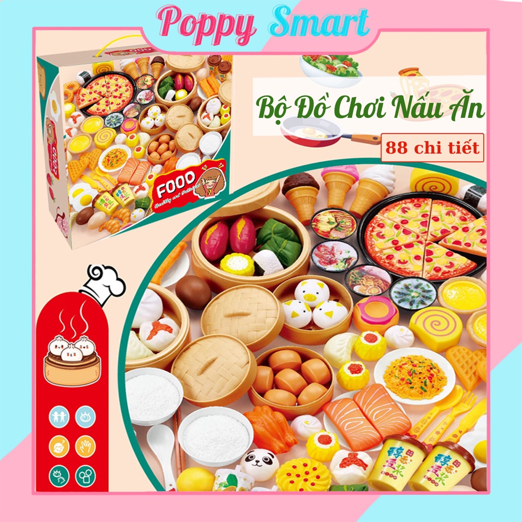 Combo Bộ đồ chơi nấu ăn 88 chi tiết, Có Pizza, đồ chơi nhà bếp cho bé từ 2 đến 8 tuổi