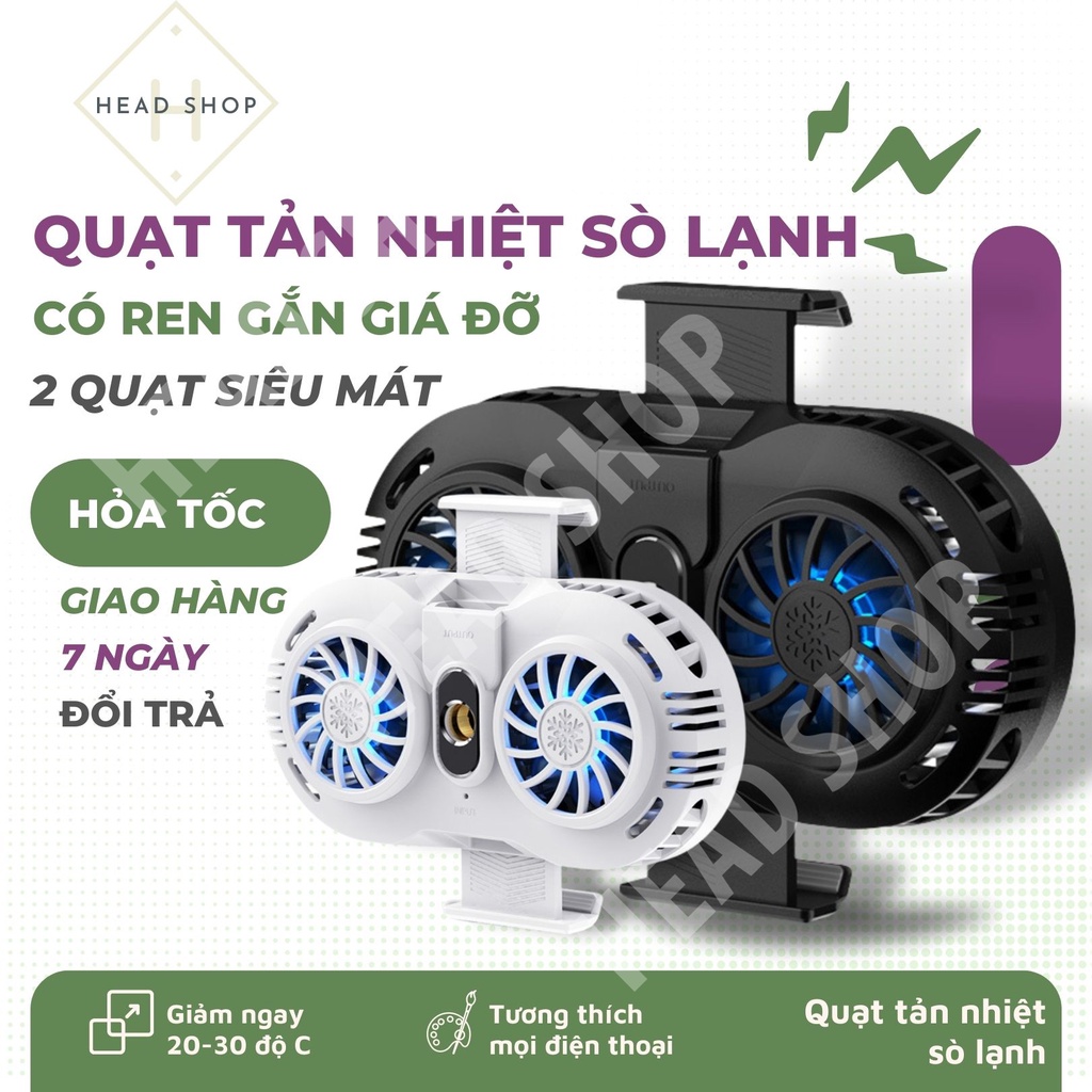 Quạt tản nhiệt điện thoại 2 quạt sò nóng lạnh memo AH102 Gaming giá rẻ HEADSHOP