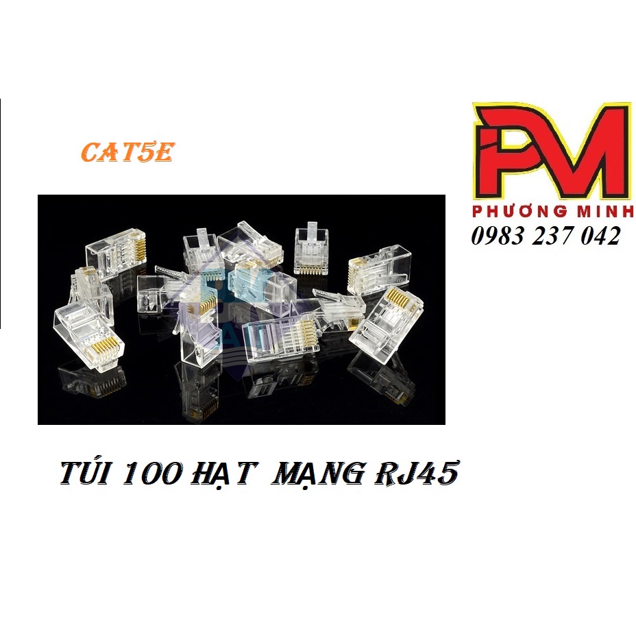 Hạt mạng RJ45 túi 100 hạt chất lượng , dùng để bấm đầu dây mạng internet, mạng lan