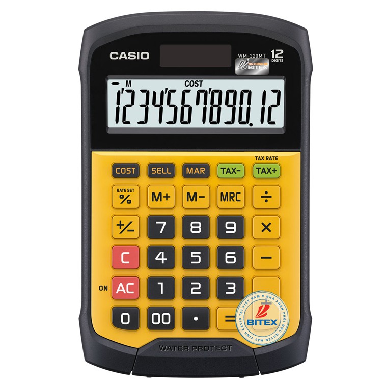 Máy tính Casio WM-320MT Kháng Nước Chống Bụi Cỡ Nhỏ 12 số BH 7 năm