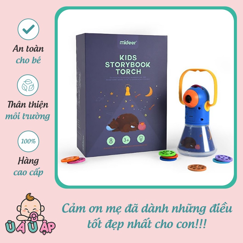 Máy Chiếu Mini Cho Bé, Đèn Pin Kể Chuyện Cổ Tích Kết Hợp Đèn Ngủ Mideer Kid Storybook Torch Cho Bé