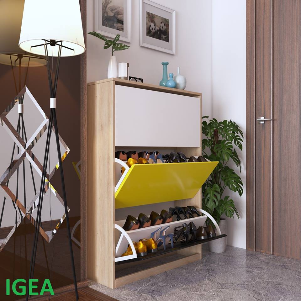 Tủ giày thông minh 3 cánh lật chất liệu gỗ MDF cao cấp decor phòng đẹp  GP20