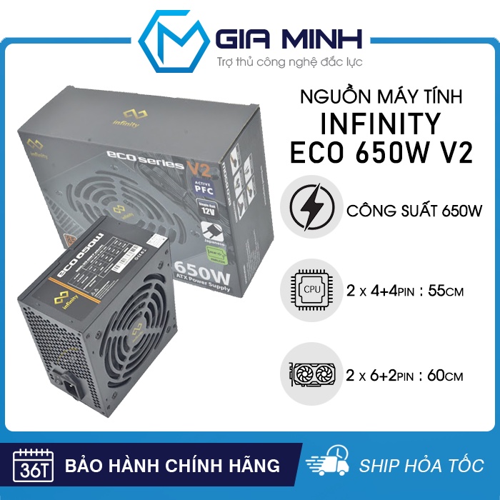 Nguồn máy tính Infinity ECO 650W V2 80Plus Single Rail – True Power