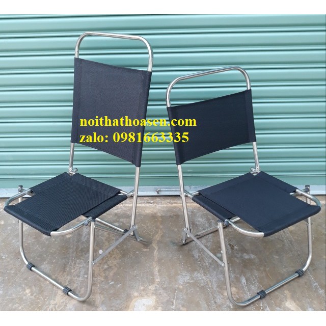 Ghế xếp cafe tựa lưng 70cm hoặc 86cm,ghế xếp inox vải bố