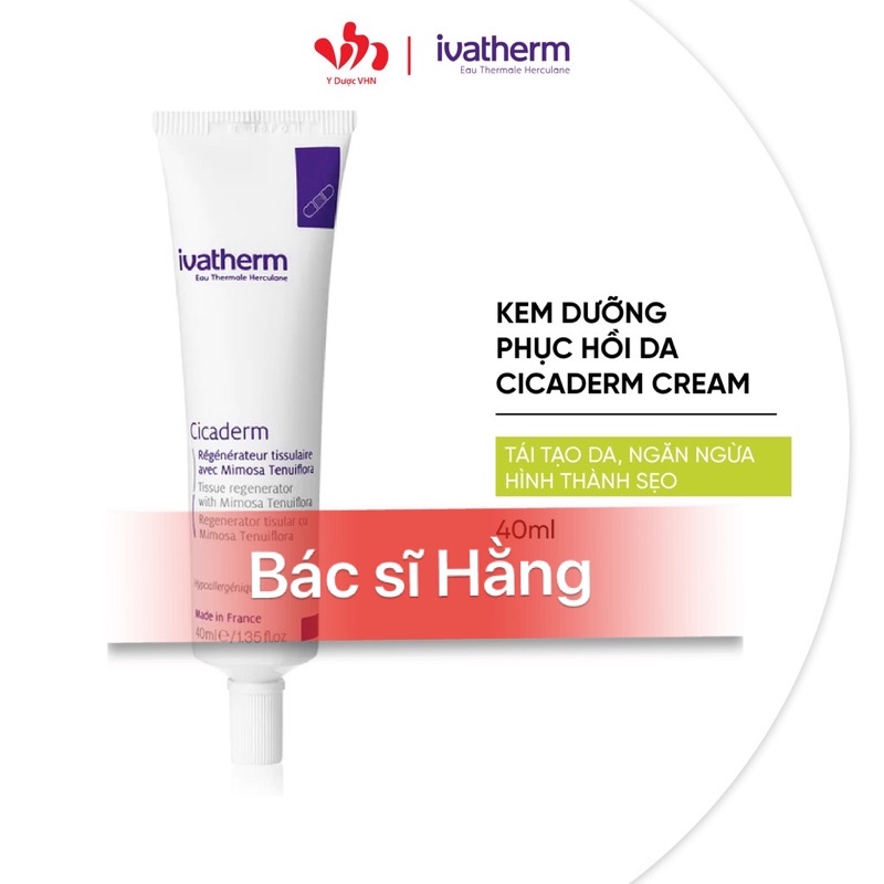 ✅ KEM DƯỠNG PHỤC HỒI TÁI TẠO DA NGỪA SẸO IVATHERM CICADERM 40ML