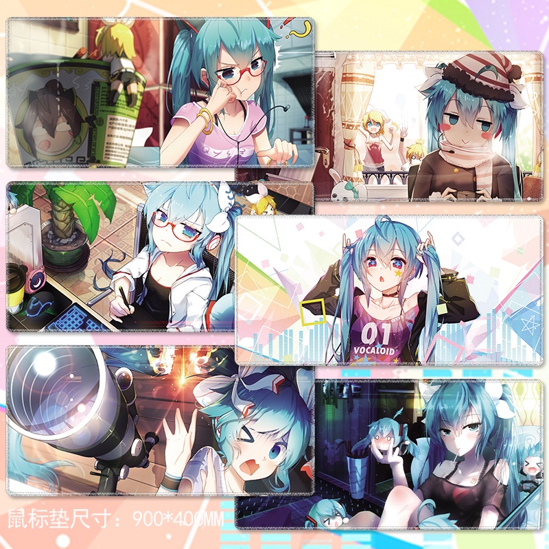 Tấm Lót Chuột Và Bàn Phím Máy Tính Cỡ Lớn In Hình Hatsune Miku Dễ Thương