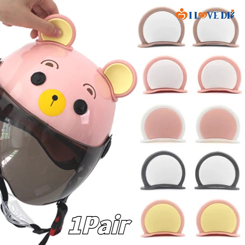Bộ 2 Mũ Bảo Hiểm Tai Gấu Bằng Nhựa Nhiều Màu Tự Dính Dễ Thương