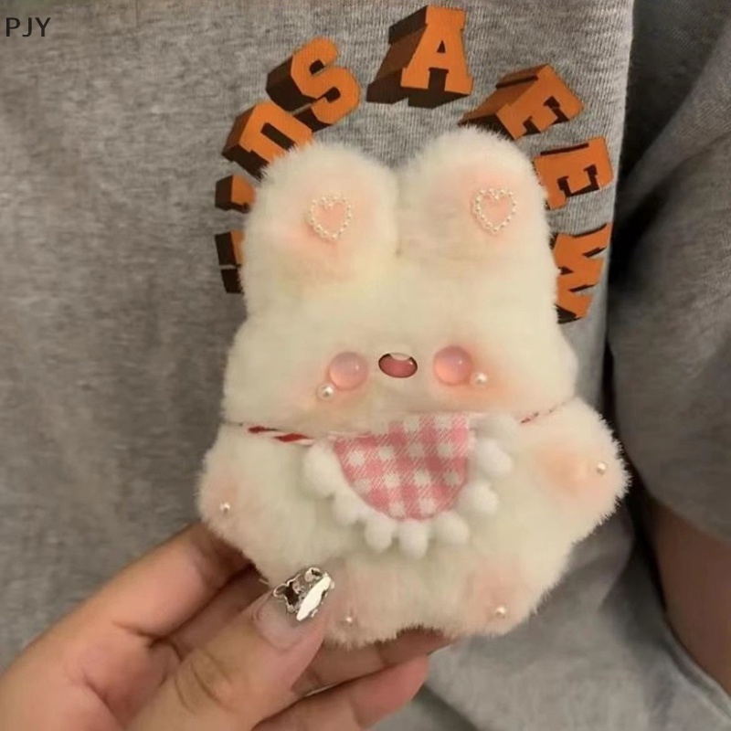 Pjy diy cartoon plush bib rabbit doll toy keychain túi dễ thương mặt dây chuyền ch chìa khóa xe hơi cho phụ nữ quà tặng kawaii pj