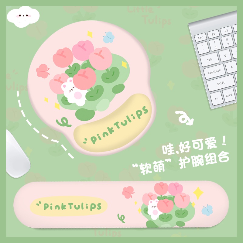 Miếng Lót Chuột Máy Tính Hình Hoa Tulip / Thỏ Hoạt Hình Dễ Thương