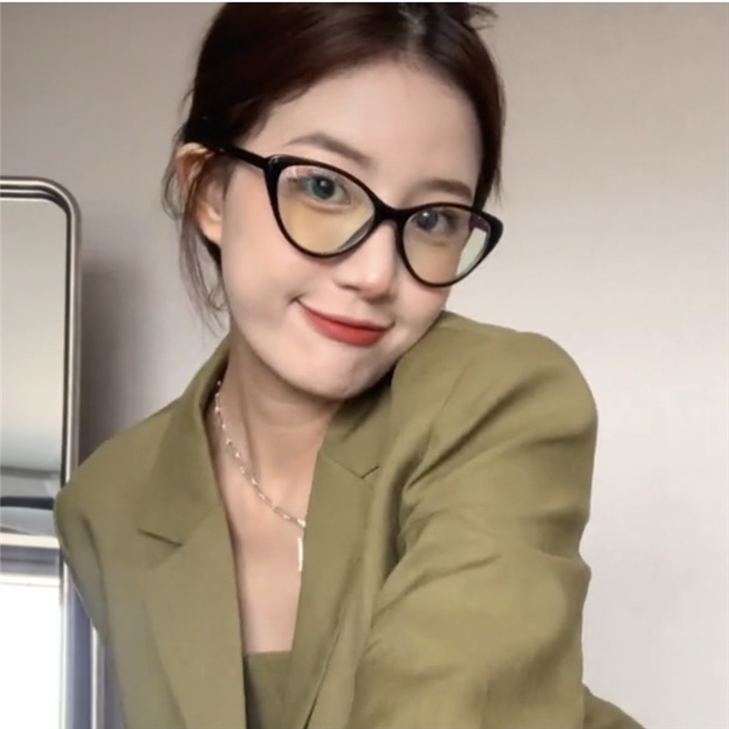 Kính Cận Thị，kính cận có độ  Kính Gọng Mắt Mèo chống ánh sáng xanh ，kính đen Thời Trang Cho Nữ