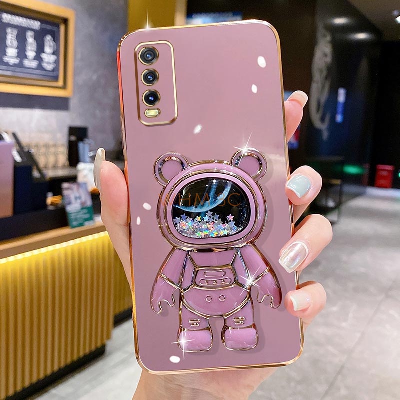 Ốp lưng Vivo Y20 2021 Y20i Y20S Y12S 2021 Y20S G Y20A Y12A Vivo 2026 Y3S 2021 Ốp Điện Thoại TPU silicone Mềm Mạ Điện 3D Có Giá Đỡ Hình Gấu Kim Tuyến Cho Vivo Y20 2021 Y20i Y20S Y12S 2021 Y20S G Y20A Y12A Vivo 2026 Y3S 2021
