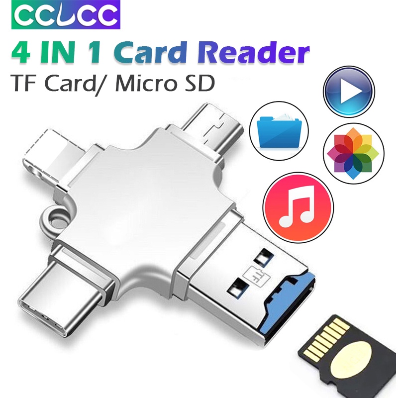 Đầu Đọc Thẻ Nhớ 4 Trong 1 USB 3.0 / Type C / Micro sd / TF Cho iPhone 14 13 12 11 pro max Samsung s22 + ultra xiaomi