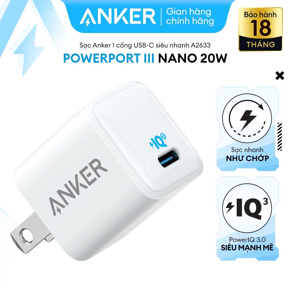 Cốc Sạc Nhanh USB-C Anker PowerPort III Nano 20W - A2633 - AT Store