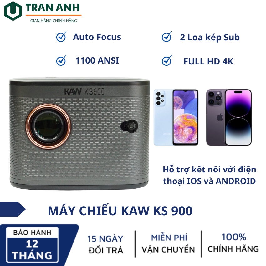Máy Chiếu 4K Siêu Nét KAW KS900, Có tự động lấy nét, Hình ảnh FULL HD, Chính Hãng, Giá Rẻ, Chất Lượng, Bảo Hành 12 Tháng