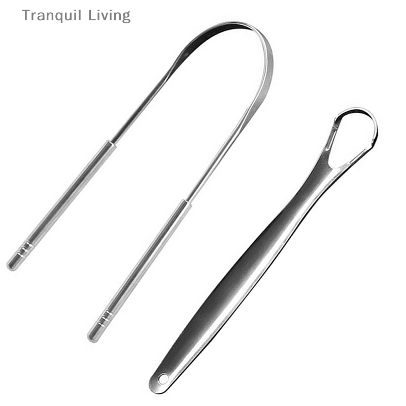 Set 2 Lưỡi Cạo Lưỡi Bằng Thép Không Gỉ Làm Sạch Lưỡi Chăm Sóc Răng Miệng M I