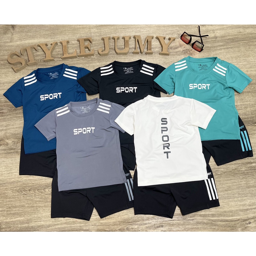 Size 1-6  - Bộ thể thao thun lạnh ngắn tay in chữ S-P-O-R-T cực mát
