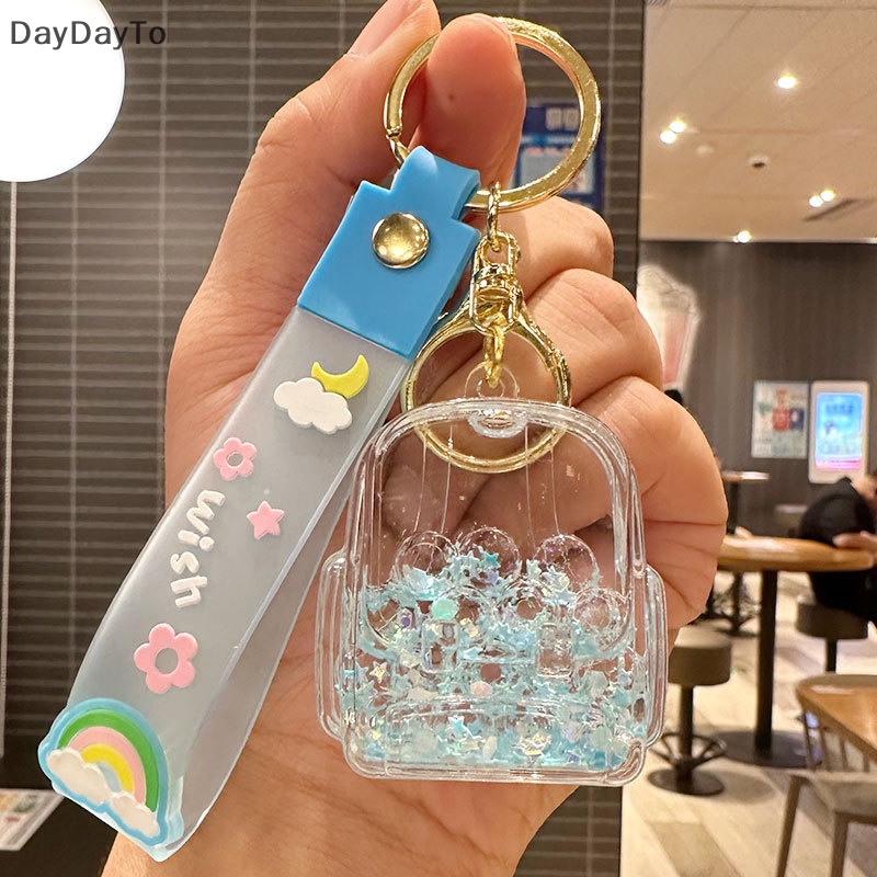 Daydayto Móc Khóa Ba Lô Dạng Lỏng Dầu Kẹo Mút Vũ Trụ Hoa Tuyết Kim Tuyến Nước Lấp Lánh Cho Nữ