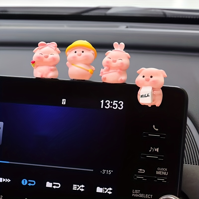 Set 4 Đồ trang trí Chú Heo mini Dễ Thương Dùng Để Trang Trí Màn Hình Máy Tính / Ô Tô