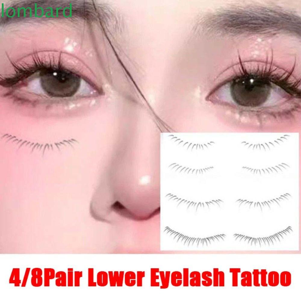 Set 4 / 8 Cặp Lông Mi Giả Hình Xăm 3d Màu Đen Kháng Nước Lâu Trôi Tự Nhiên