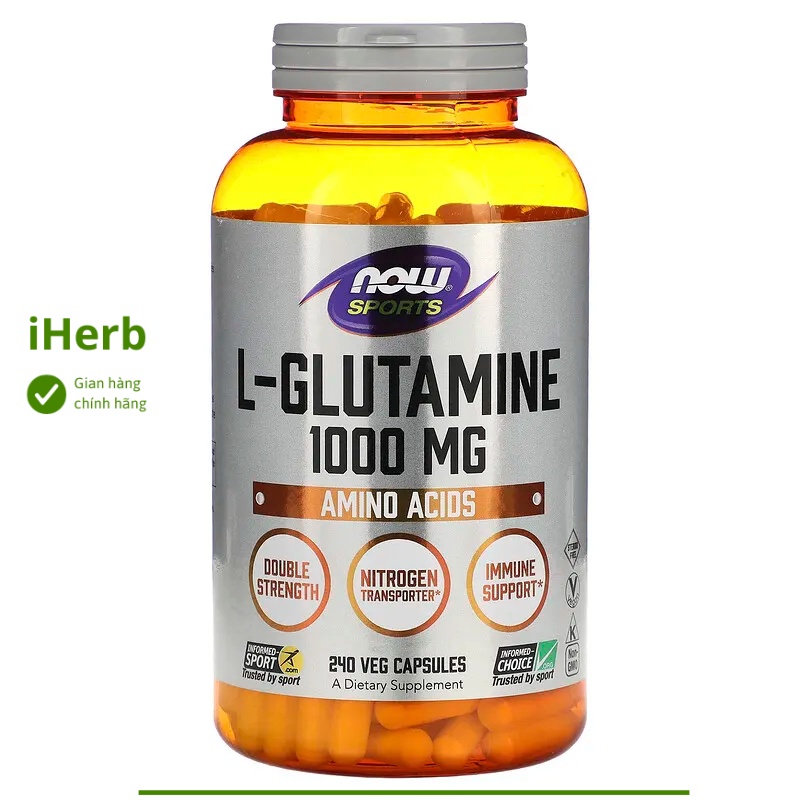 Viên uống Sports, L-Glutamine 1000 mg NOW Foods - iHerb Việt Nam