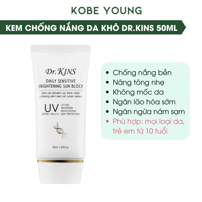 Kem Chống Nắng Drkins Bảo Vệ Da Mặt Kem Chống Nắng Body Đi Biển 50ml - KOBE YOUNG