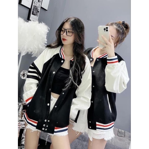 Áo Khoác Bomber Nam Nữ Phối 4 Sọc, Chất Nỉ Tricost 2 Lớp Dày Dặn, Phong Cách Thời Trang Năng Động Cá Tính