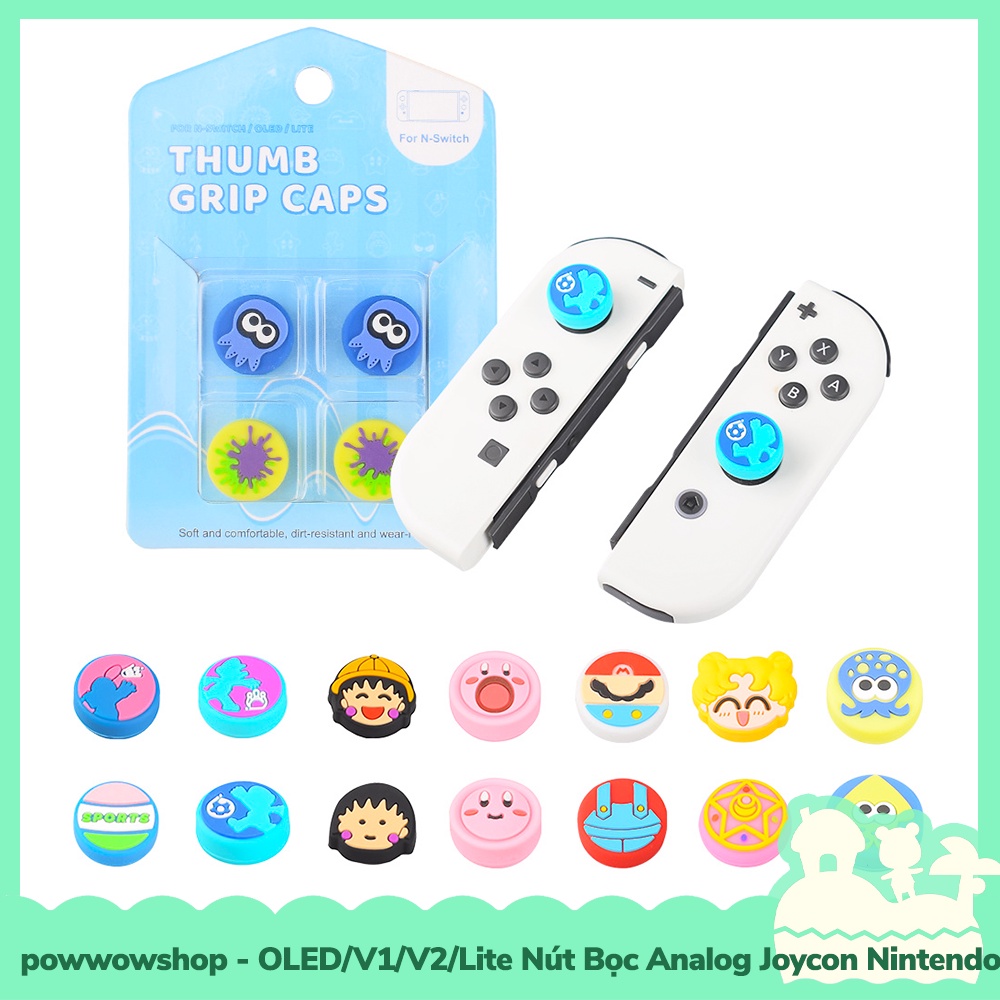 Oled/V1/V2/Lite Nút Bọc Analog JoyStick Cho Joycon Máy Game Cầm Tay Nintendo Switch Style Anime Manga